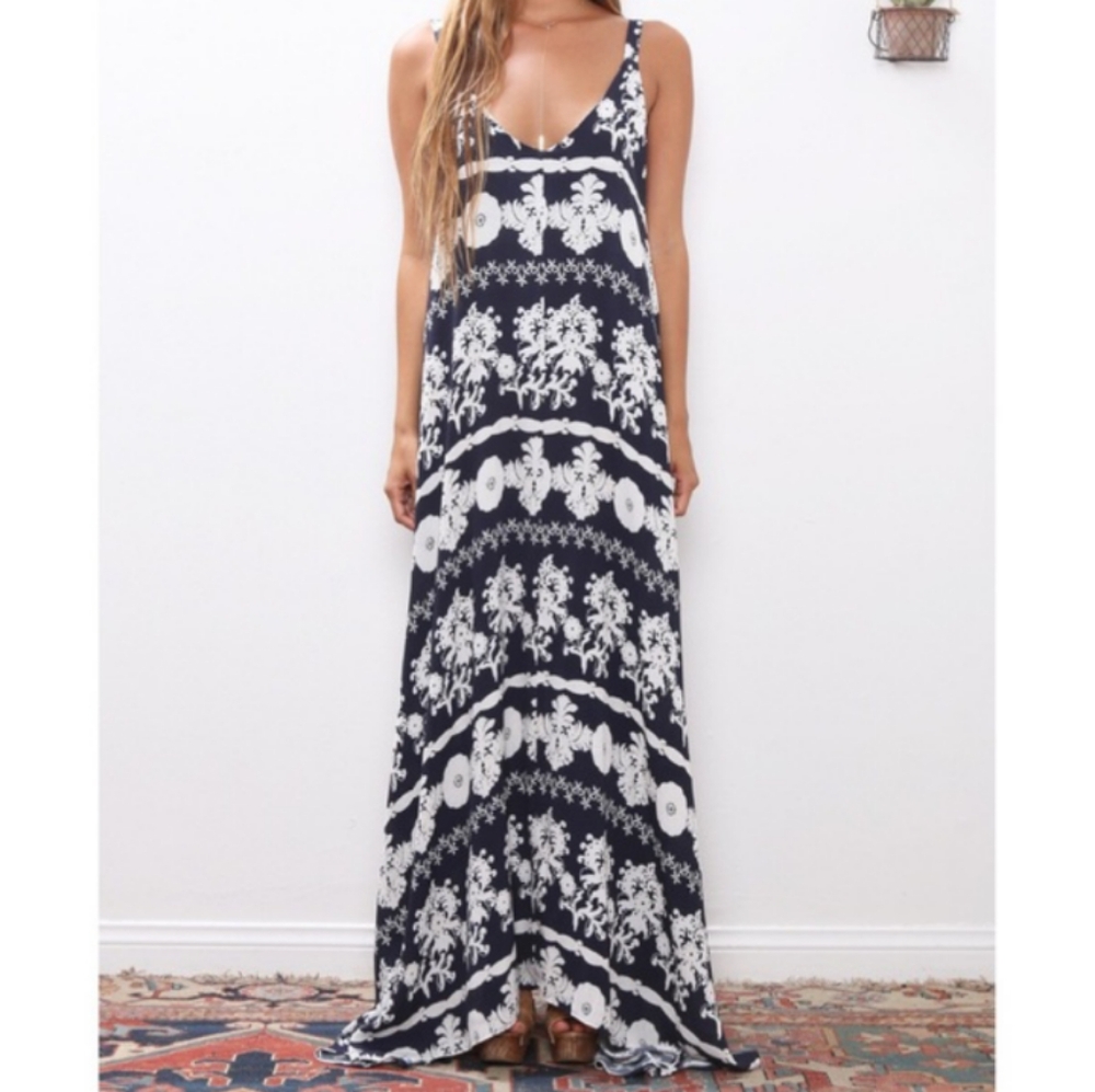 Flynn Skye Arrow Maxi Dress In Vintage Navy